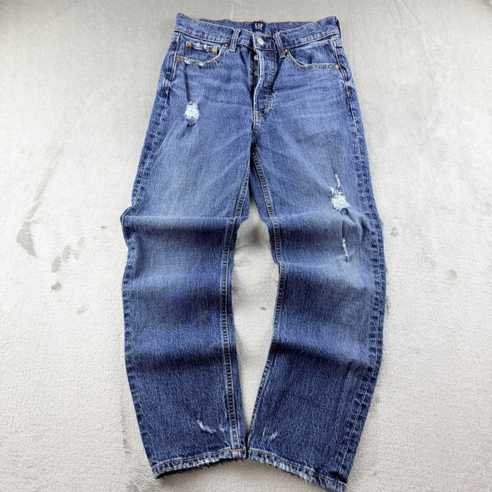Gap Denim Cheeky Straight Women's 2/26 Blue Distressed Button Fly Jeans